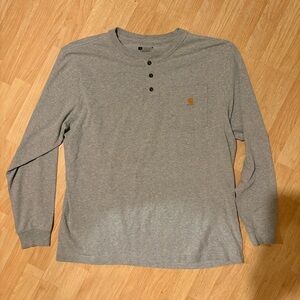 Carhartt Heathered Gray Henley Button Up Large